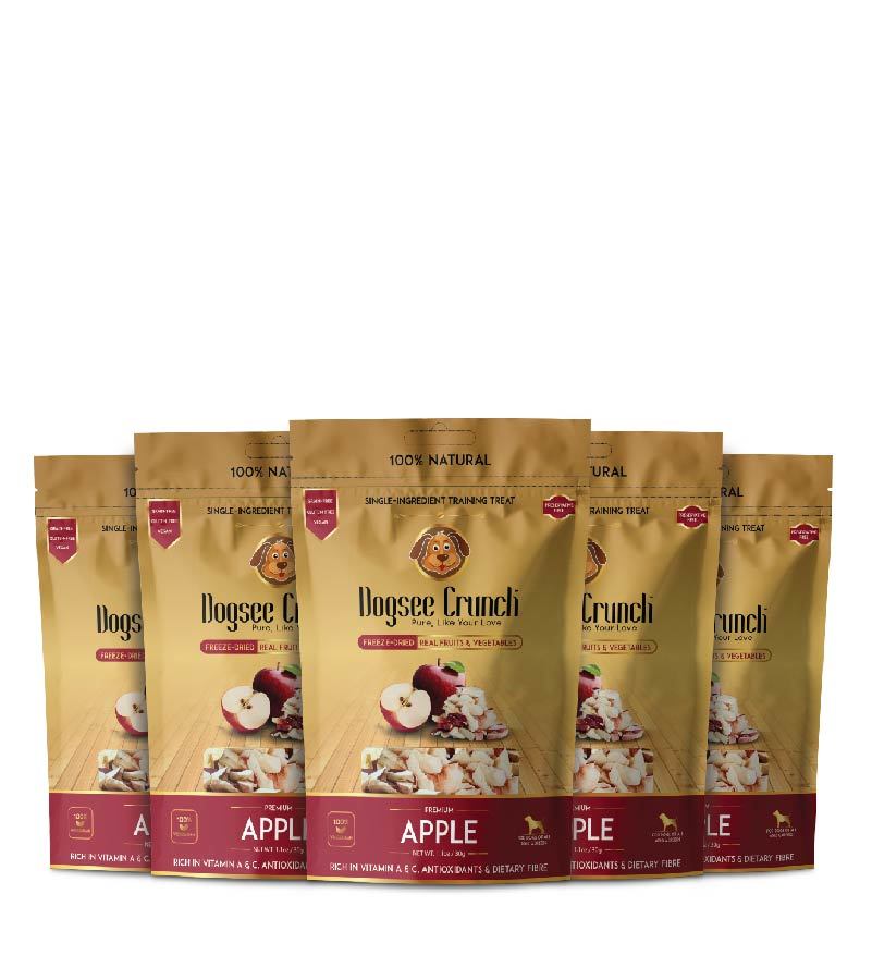 Dogsee Crunch Apple: Freeze-Dried Apple Dog Treats - Pack Of 5