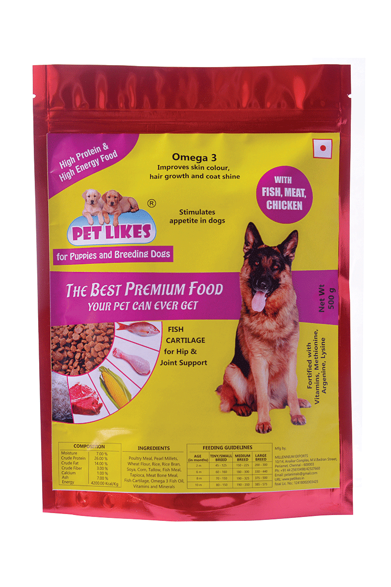 Pet Likes – 500 g. Pellet Food For Puppies & Breeding Dogs