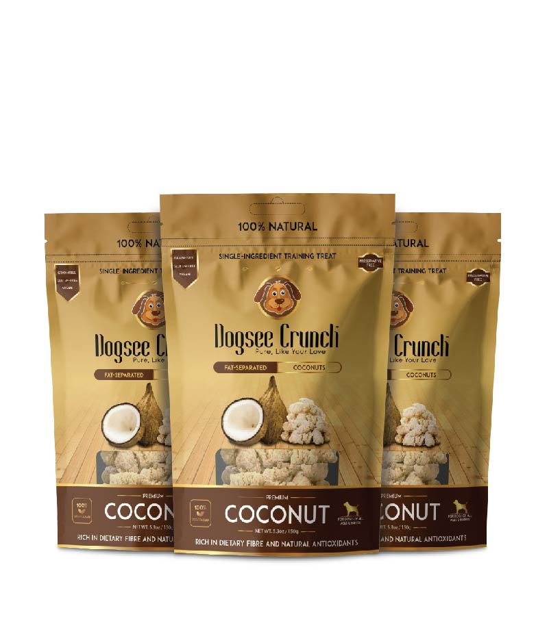 Dogsee Crunch Coconut: Fat-Separated Coconut Dog Treats - Pack Of 3