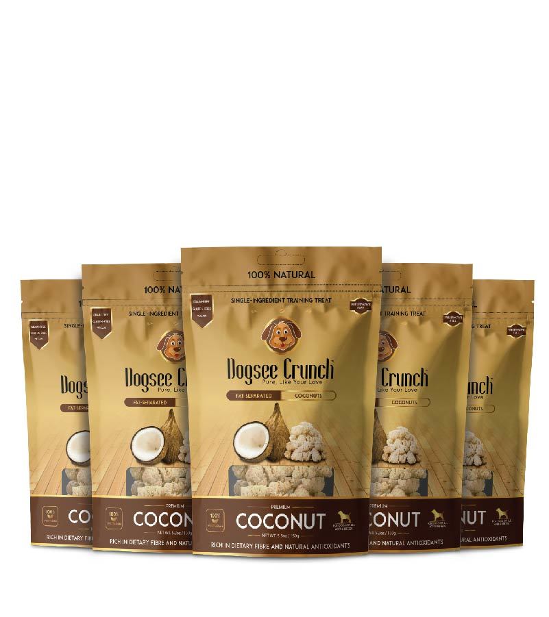Dogsee Crunch Coconut: Fat-Separated Coconut Dog Treats - Pack Of 5