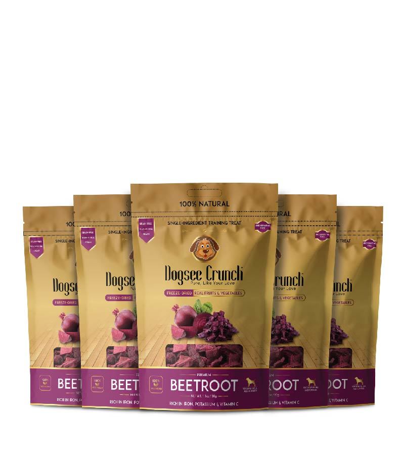 Dogsee Crunch Beetroot: Freeze-Dried Beet Dog Treats - Pack Of 5