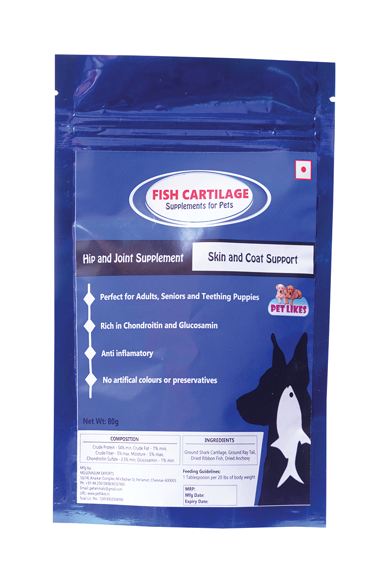 Pet Likes Fish Cartilage – 80 g. Hip & Joint Supplement For Dogs