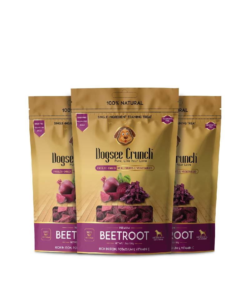 Dogsee Crunch Beetroot: Freeze-Dried Beet Dog Treats - Pack Of 3