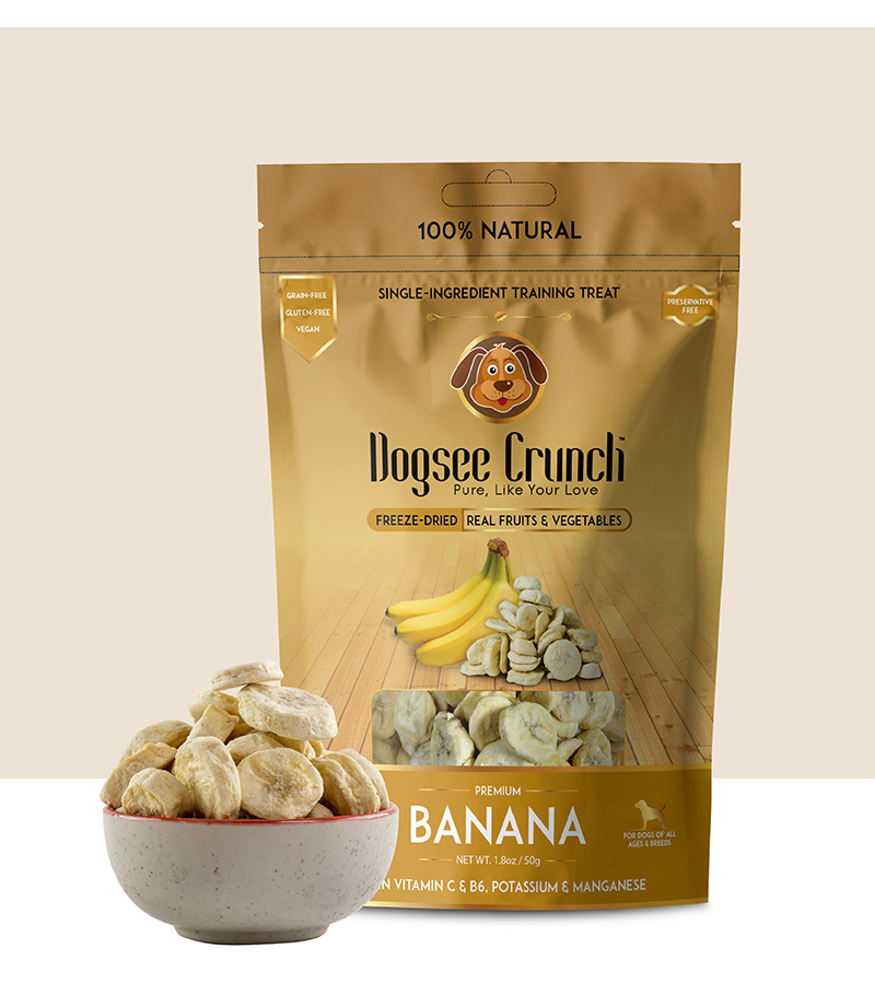 Dogsee Crunch Banana: Freeze-Dried Banana Dog Treats - Pack Of 1