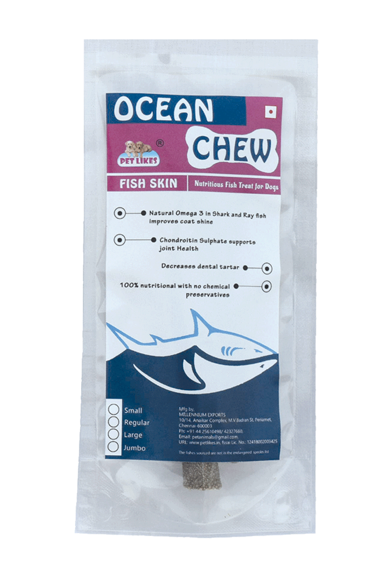 Ocean Chew (Fish Skin) – Regular Size. Fish Chews For Dogs