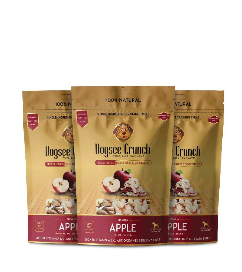 Dogsee Crunch Apple: Freeze-Dried Apple Dog Treats - Pack Of 3